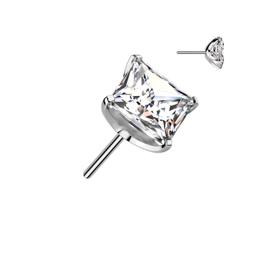 PREMIUM Titanium Diamond Claw-Set Crystal Stud Threadless Top