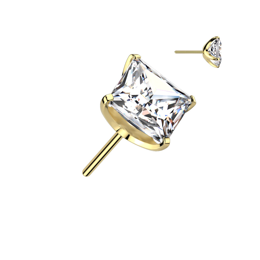 PREMIUM Titanium Diamond Claw-Set Crystal Stud Threadless Top