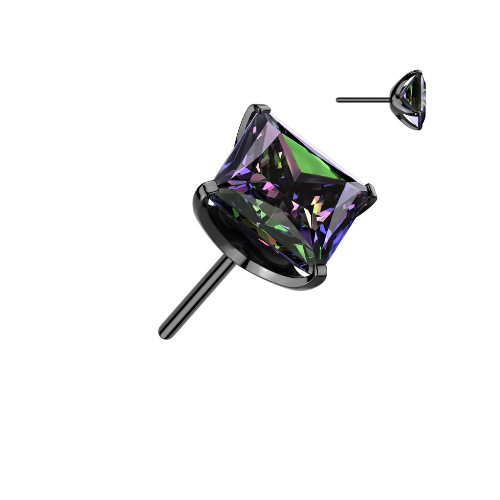 PREMIUM Titanium Diamond Claw-Set Crystal Stud Threadless Top