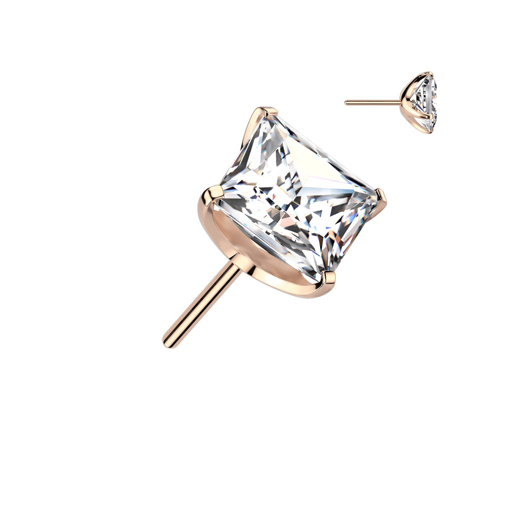 PREMIUM Titanium Diamond Claw-Set Crystal Stud Threadless Top
