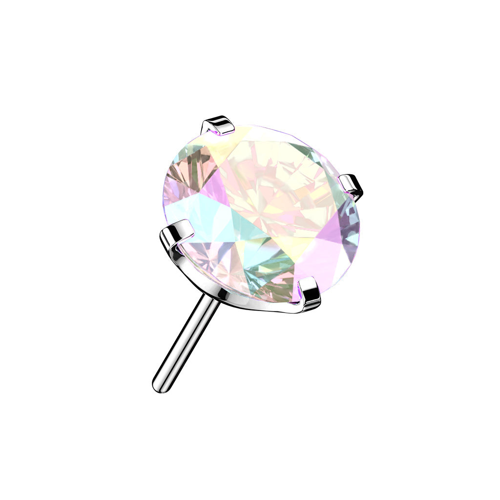 PREMIUM Titanium Round Claw-Set Crystal Stud Luxe Threadless Top