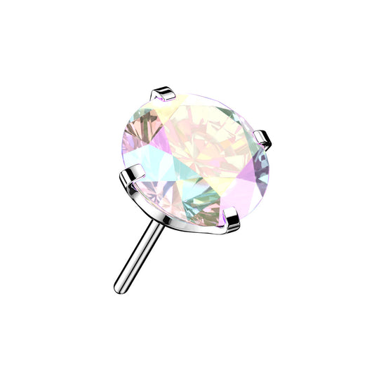 Premium G23 Titanium Round Claw-Set Crystal Stud Luxe Threadless Top