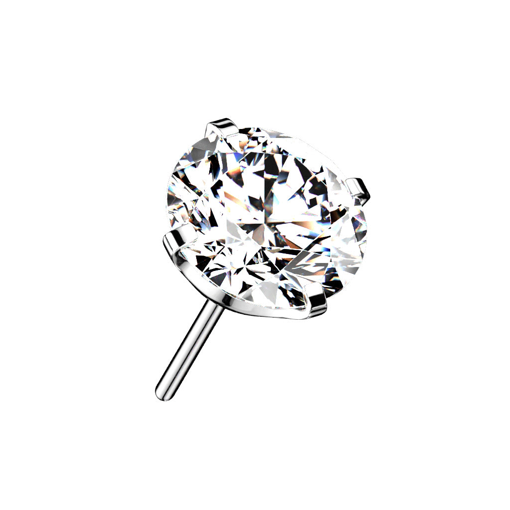 PREMIUM Titanium Round Claw-Set Crystal Stud Luxe Threadless Top