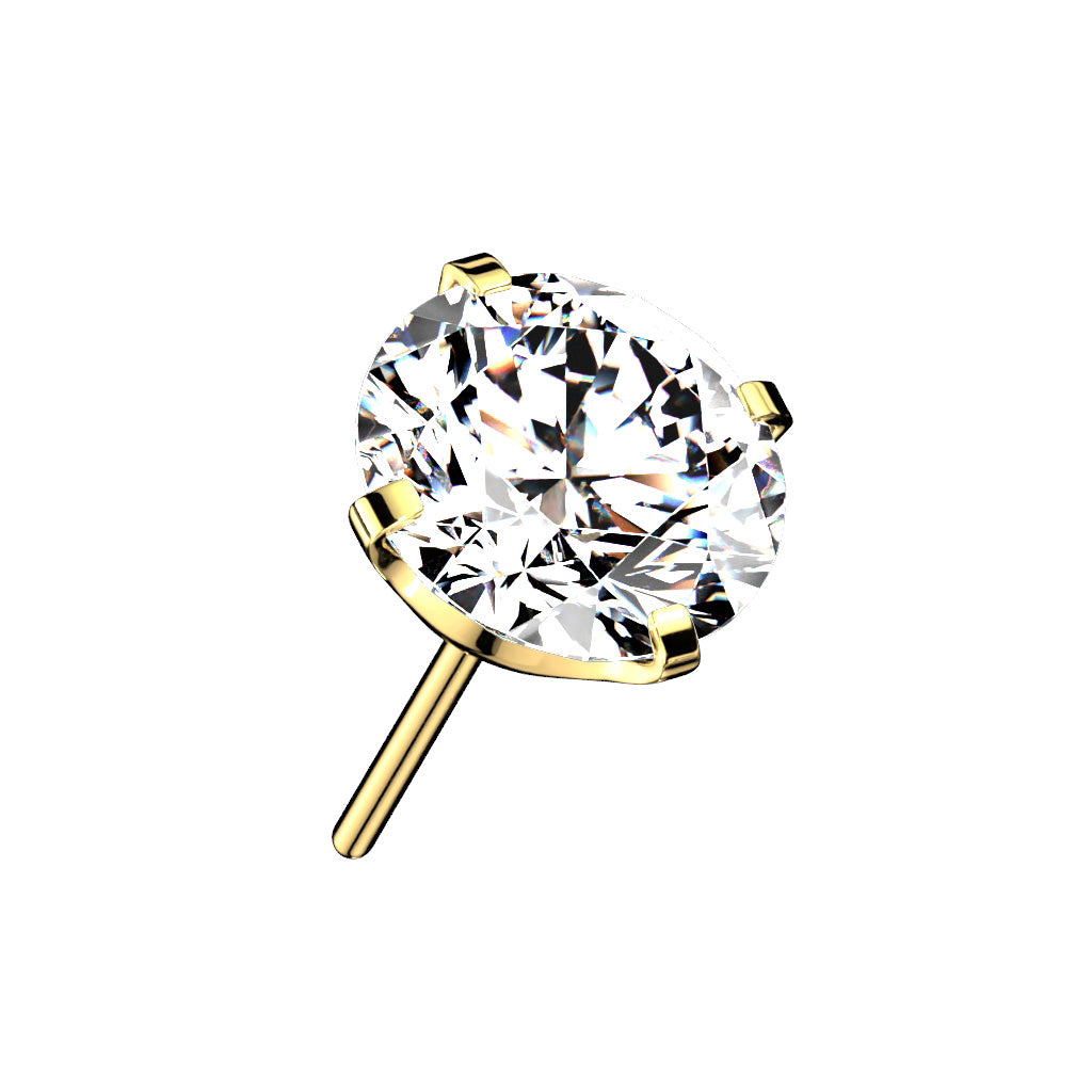 PREMIUM Titanium Round Claw-Set Crystal Stud Luxe Threadless Top