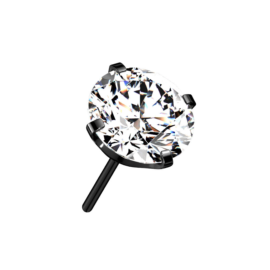 PREMIUM Titanium Round Claw-Set Crystal Stud Luxe Threadless Top