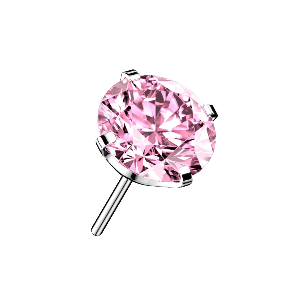 PREMIUM Titanium Round Claw-Set Crystal Stud Luxe Threadless Top