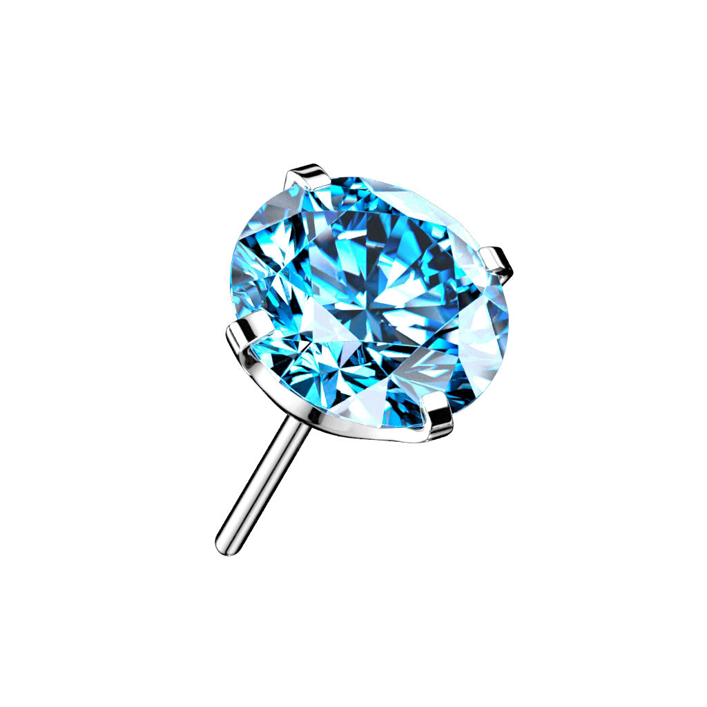 PREMIUM Titanium Round Claw-Set Crystal Stud Luxe Threadless Top