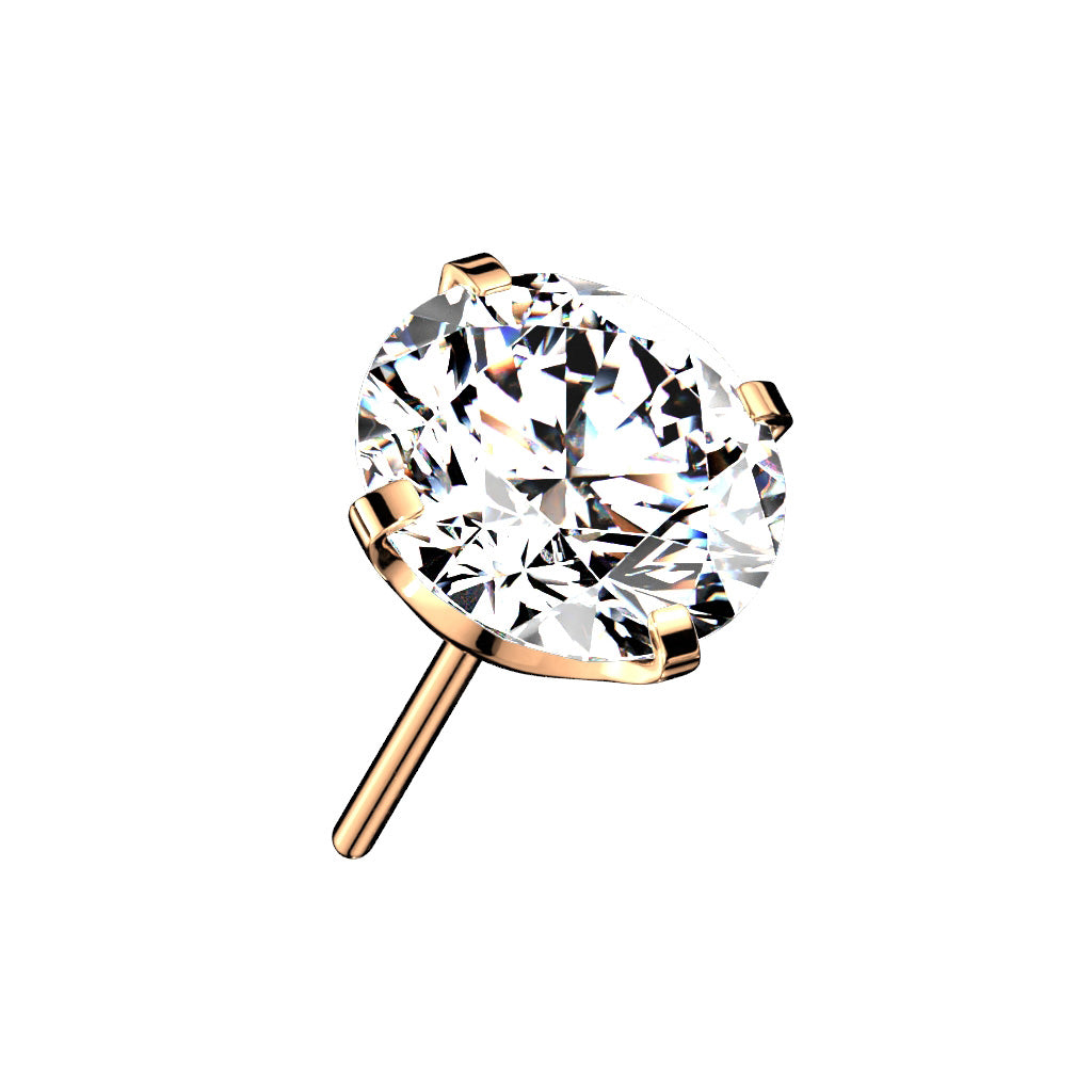 PREMIUM Titanium Round Claw-Set Crystal Stud Luxe Threadless Top