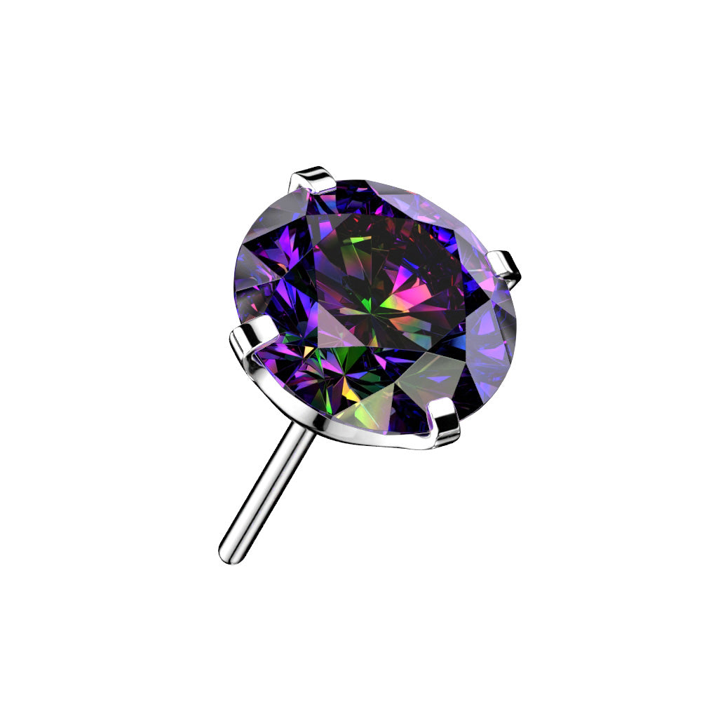 PREMIUM Titanium Round Claw-Set Crystal Stud Luxe Threadless Top
