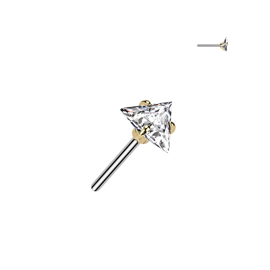 Premium 23 Titanium Triangle Claw-Set Crystal Threadless Top