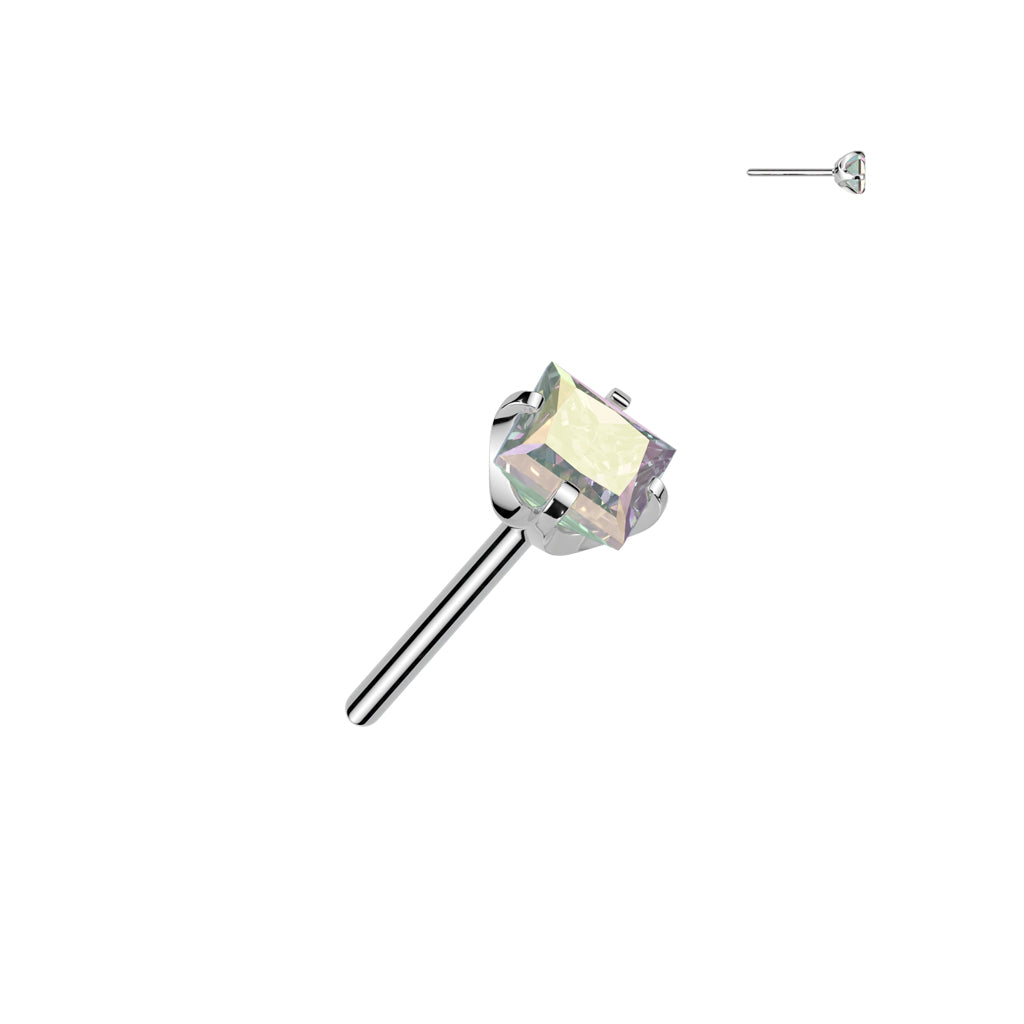 Premium G23 Titanium Square Claw-Set Crystal Threadless Top