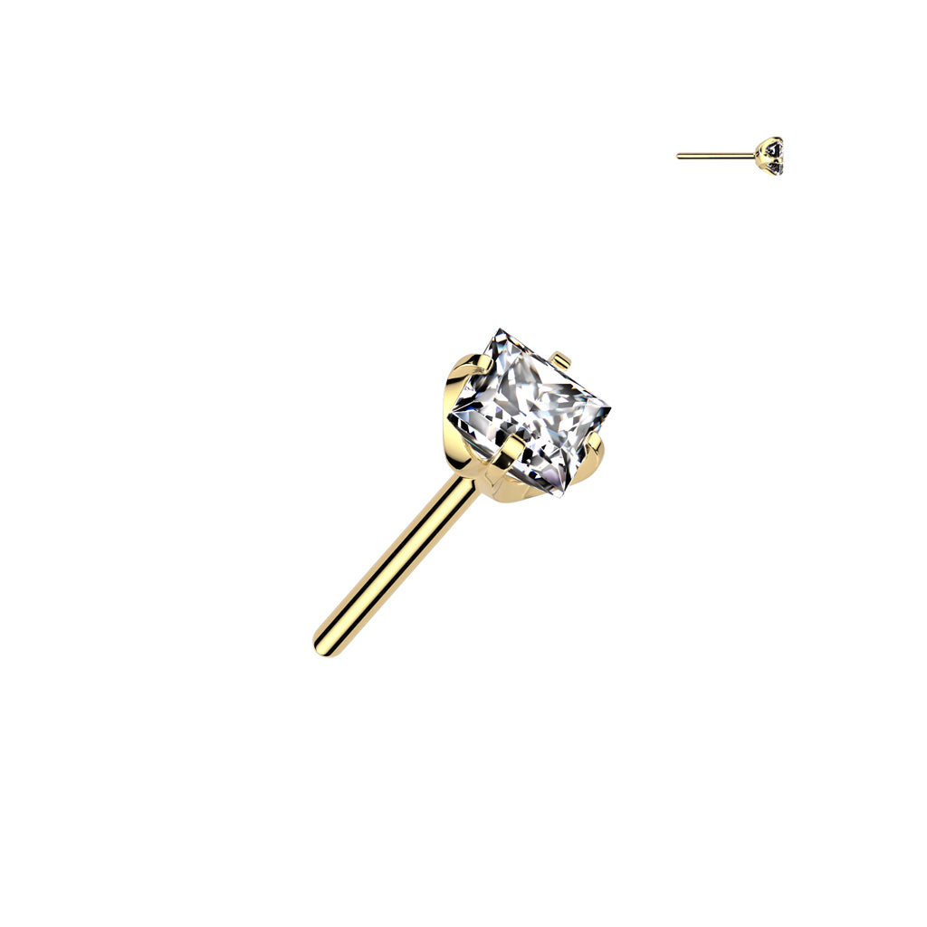 Premium G23 Titanium Square Claw-Set Crystal Threadless Top