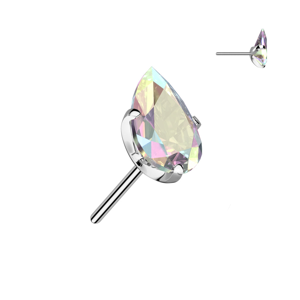 PREMIUM Titanium Claw-Set Tear Drop Luxe Threadless Top