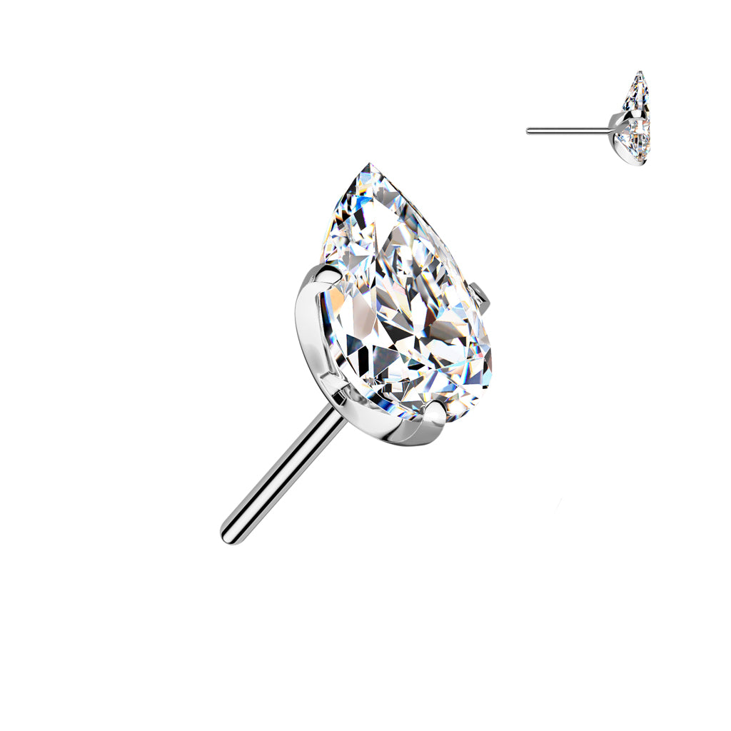 PREMIUM Titanium Claw-Set Tear Drop Luxe Threadless Top