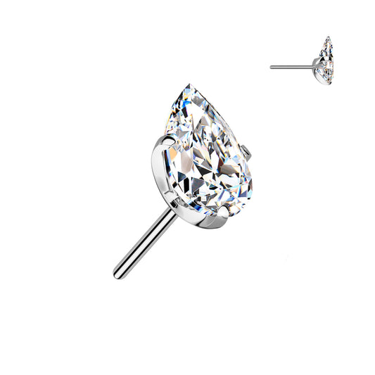 Premium G23 Titanium Claw-Set Tear Drop Luxe Threadless Top