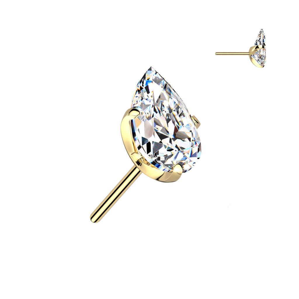 PREMIUM Titanium Claw-Set Tear Drop Luxe Threadless Top