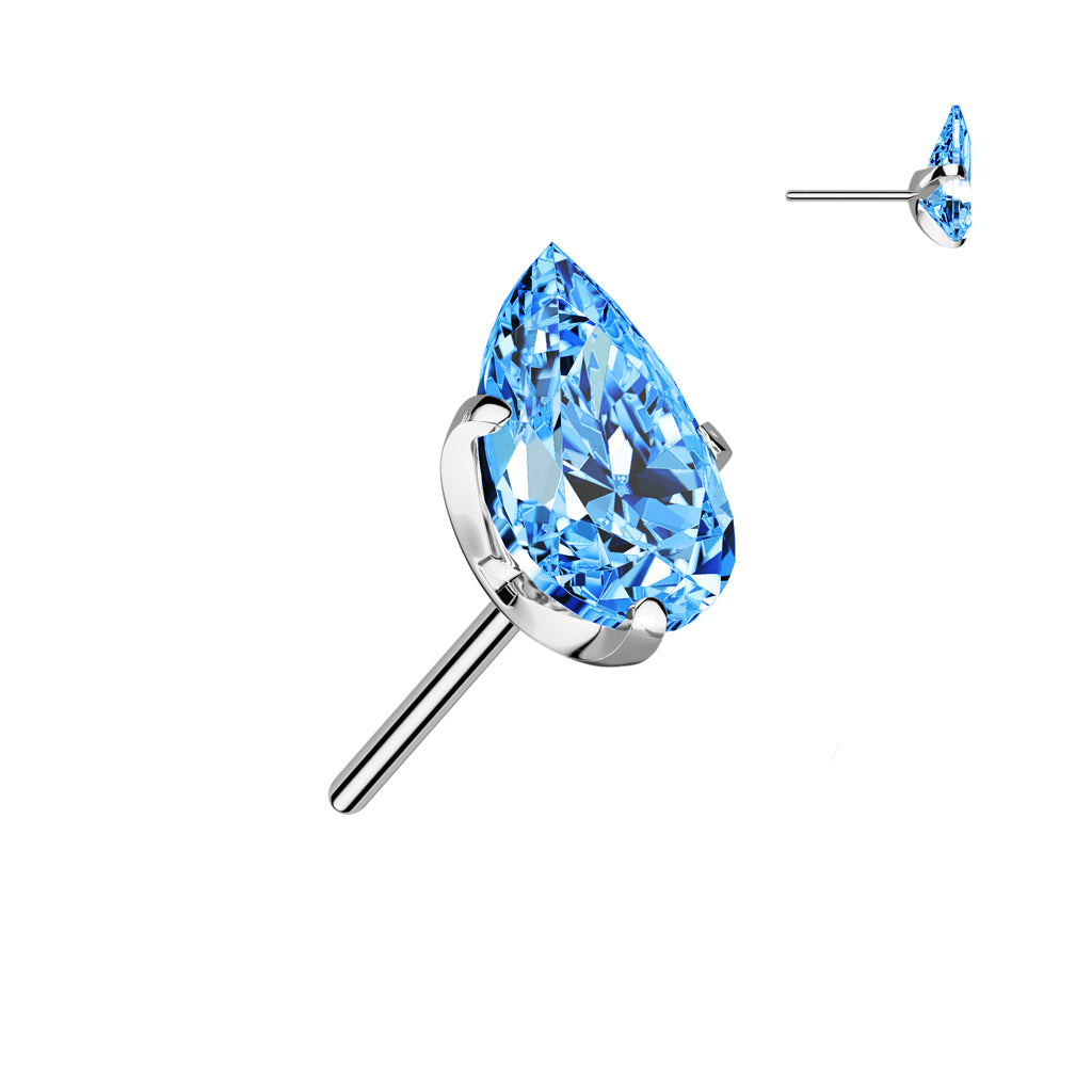 PREMIUM Titanium Claw-Set Tear Drop Luxe Threadless Top
