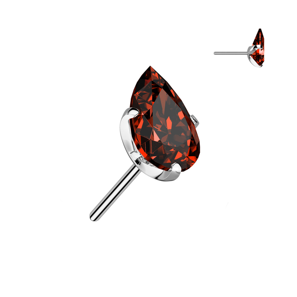 PREMIUM Titanium Claw-Set Tear Drop Luxe Threadless Top