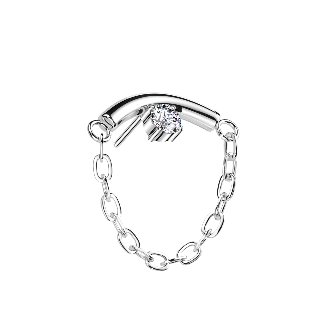 PREMIUM Titanium Crystal Chain Luxe Threadless Top