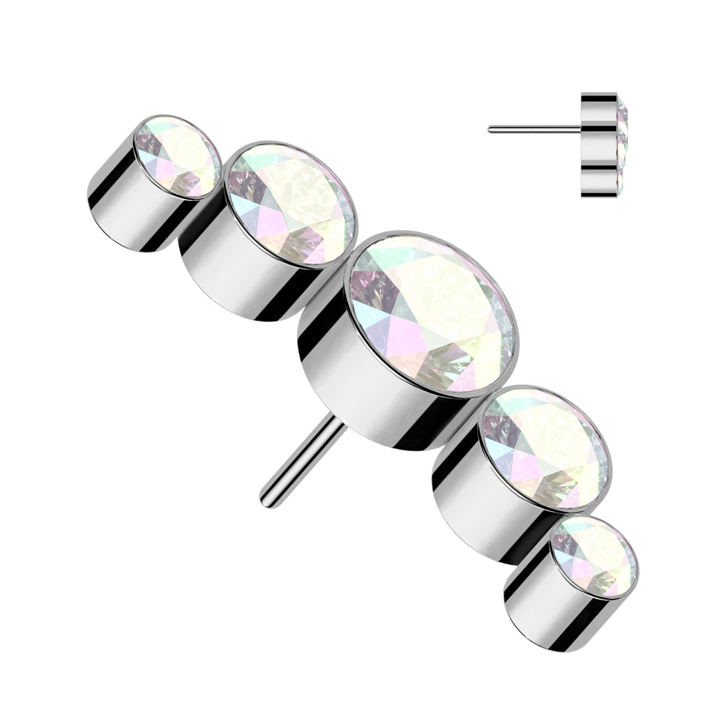 Premium G23 Titanium Crystal Stud Cluster Luxe Threadless Top