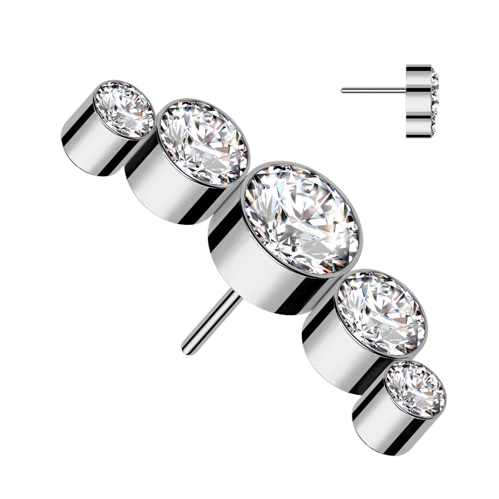 Premium G23 Titanium Crystal Stud Cluster Luxe Threadless Top