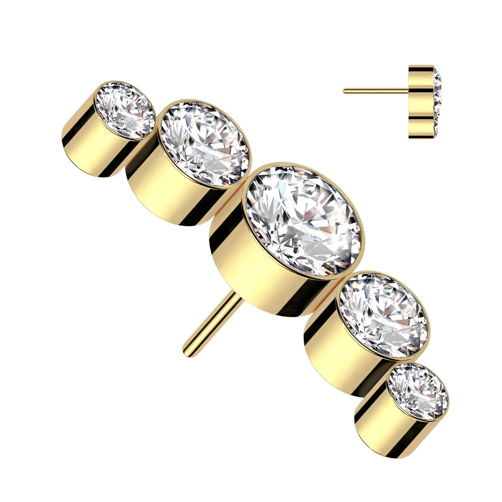 Premium G23 Titanium Crystal Stud Cluster Luxe Threadless Top