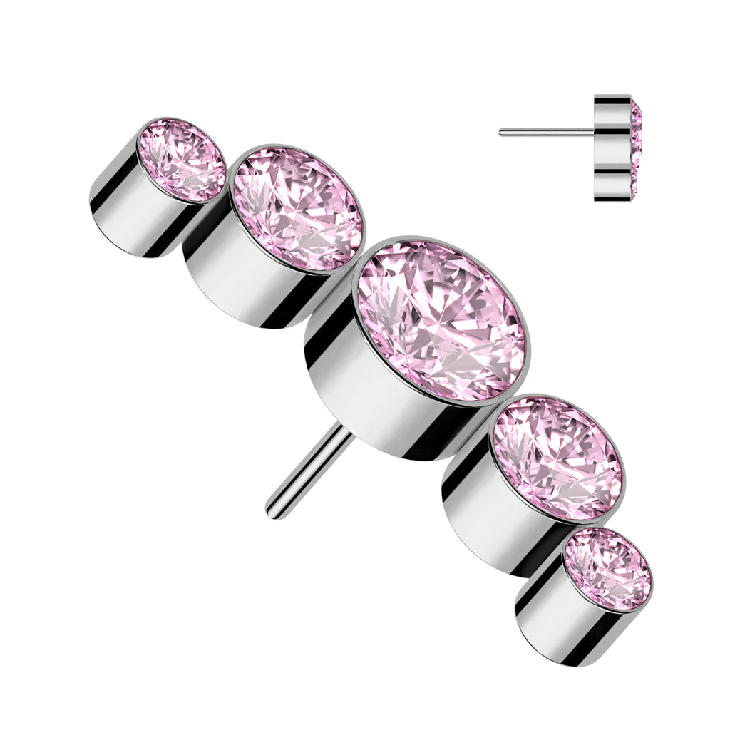 Premium G23 Titanium Crystal Stud Cluster Luxe Threadless Top