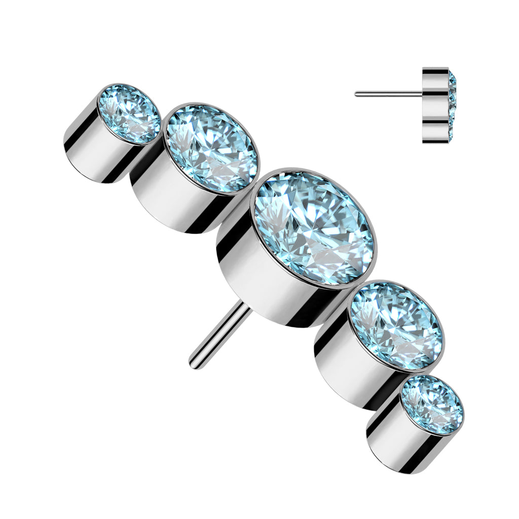 Premium G23 Titanium Crystal Stud Cluster Luxe Threadless Top