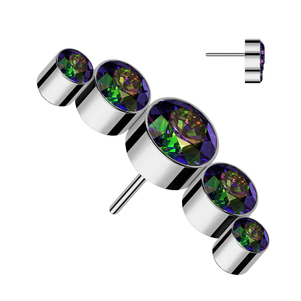 Premium G23 Titanium Crystal Stud Cluster Luxe Threadless Top