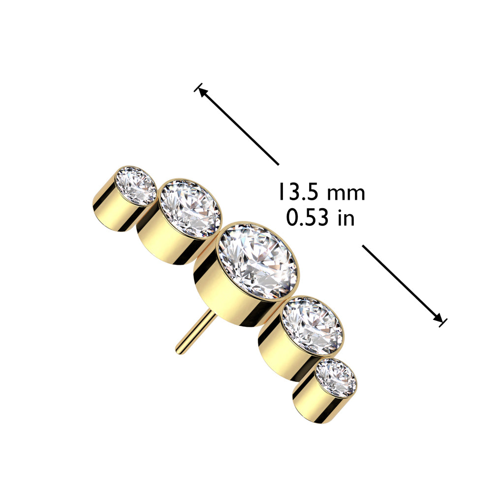 Premium G23 Titanium Crystal Stud Cluster Luxe Threadless Top
