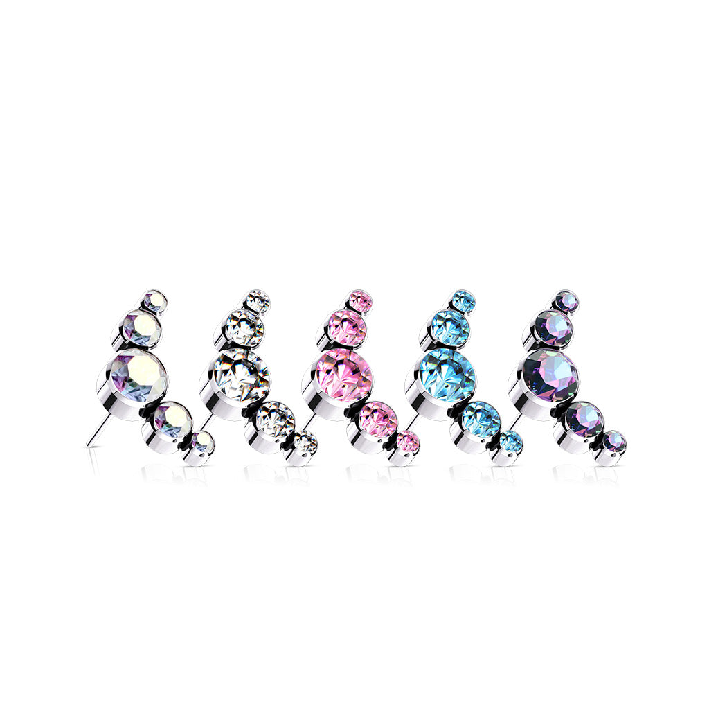 Premium G23 Titanium Crystal Stud Cluster Luxe Threadless Top