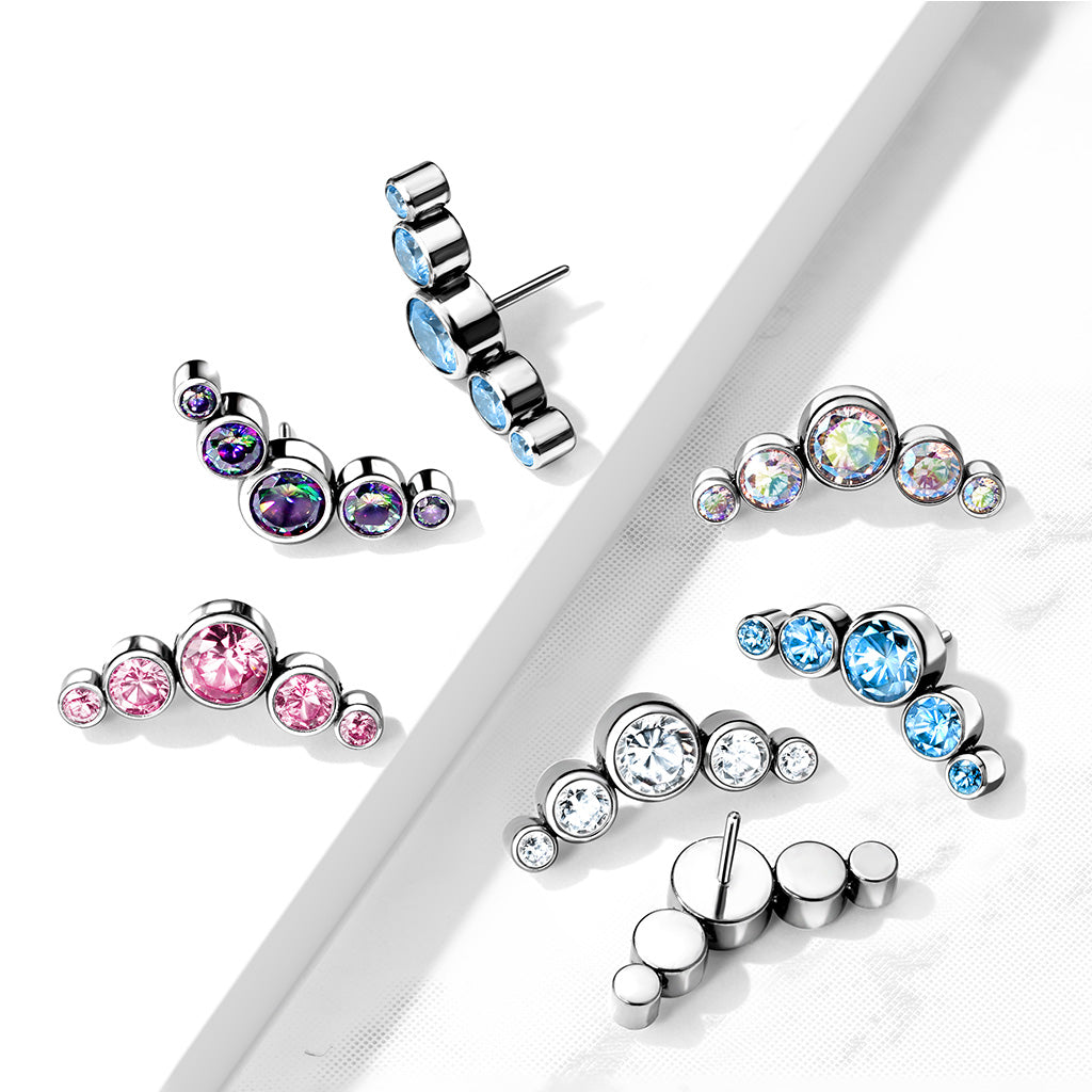 Premium G23 Titanium Crystal Stud Cluster Luxe Threadless Top