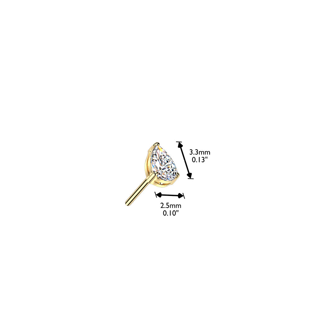 Premium G23 Titanium Crystal Teardrop Claw-Set Threadless Top