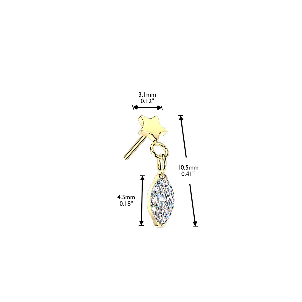 Premium G23 Titanium Star + Marquise Dangle Threadless Top