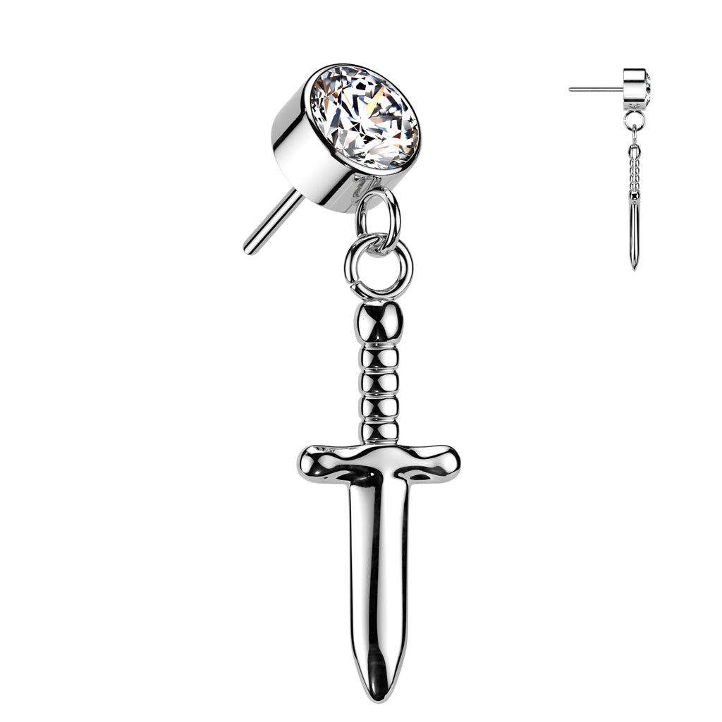 Premium G23 Titanium Crystal Dagger Luxe Threadless Top