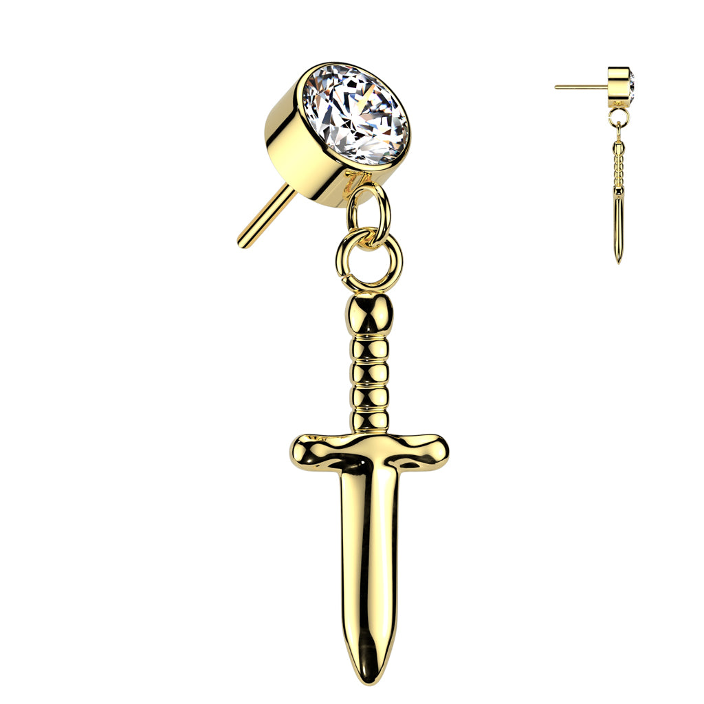 Premium G23 Titanium Crystal Dagger Luxe Threadless Top