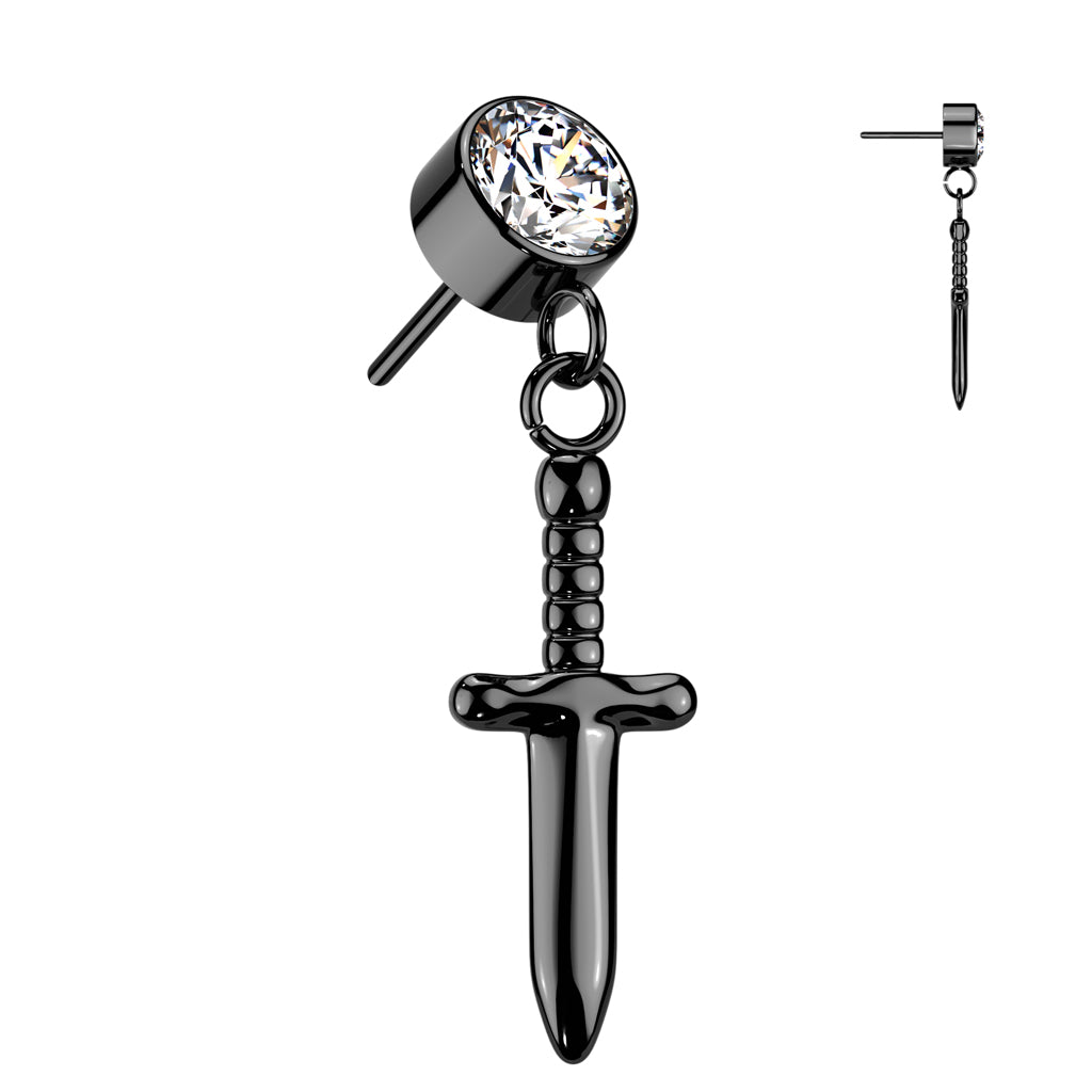 Premium G23 Titanium Crystal Dagger Luxe Threadless Top