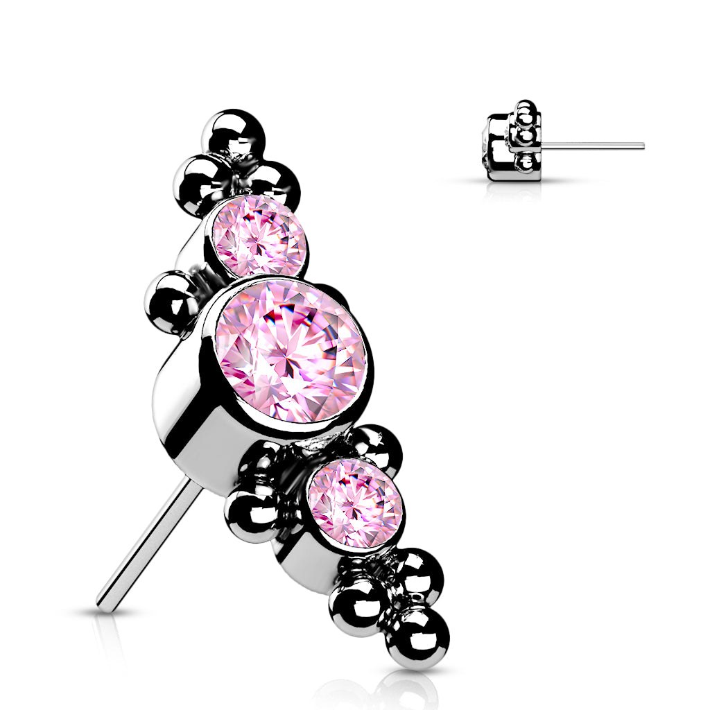 Premium G23 Titanium Crystal Dotwork Cluster Threadless Top