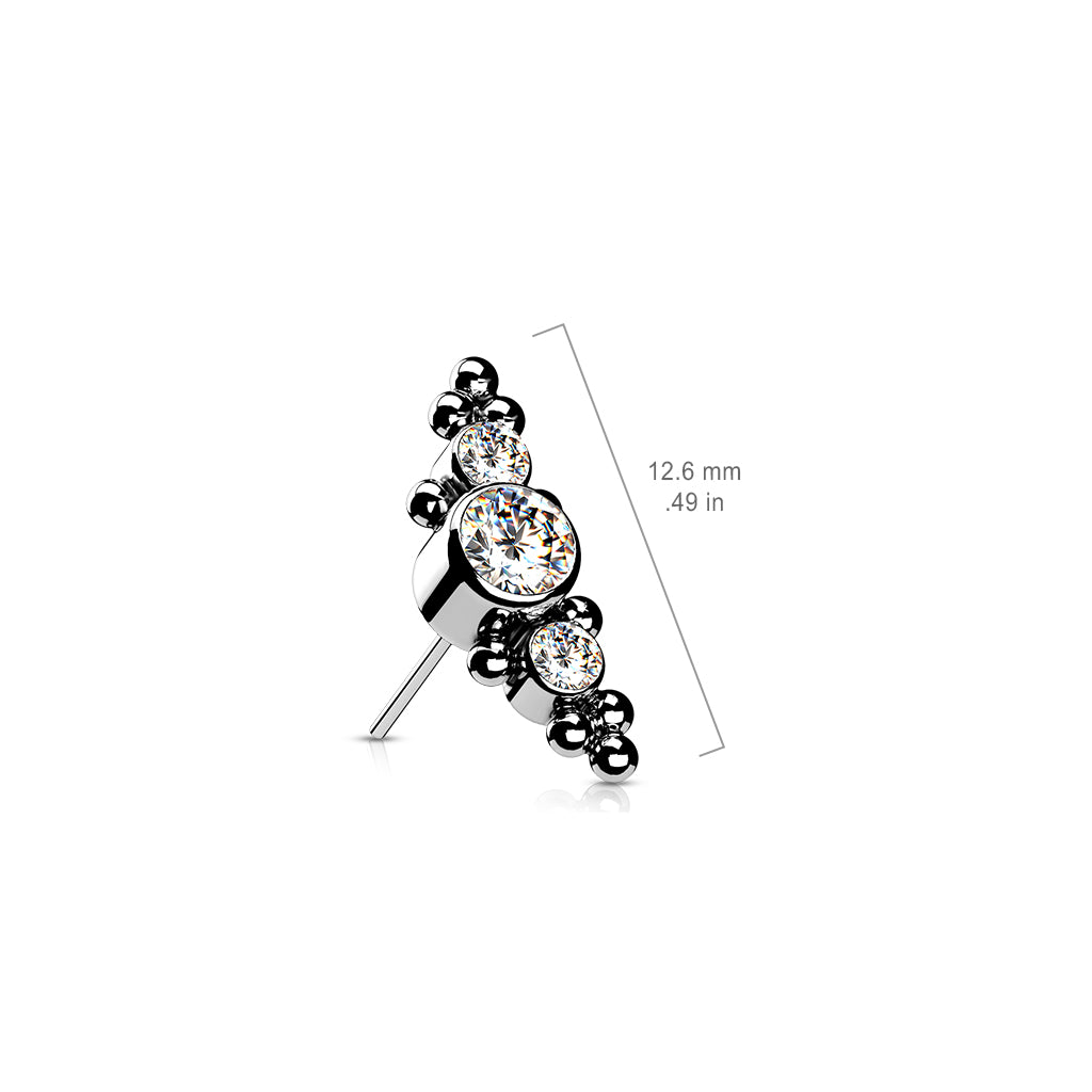 Premium G23 Titanium Crystal Dotwork Cluster Threadless Top