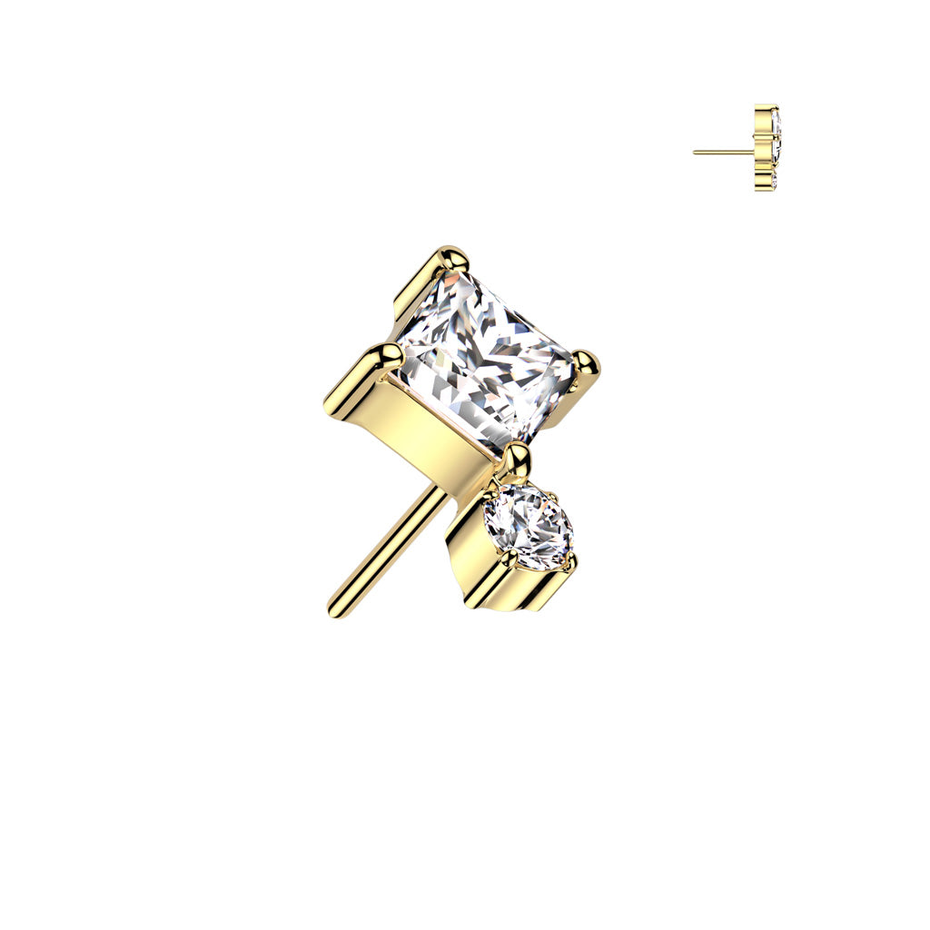 Premium G23 Titanium Luxe Crystal Rhombus + Circle Threadless Top