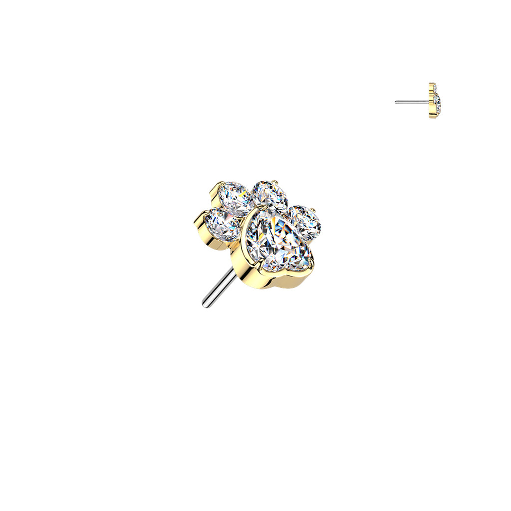 Premium G23 Titanium Paw Print Crystal Luxe Threadless Top