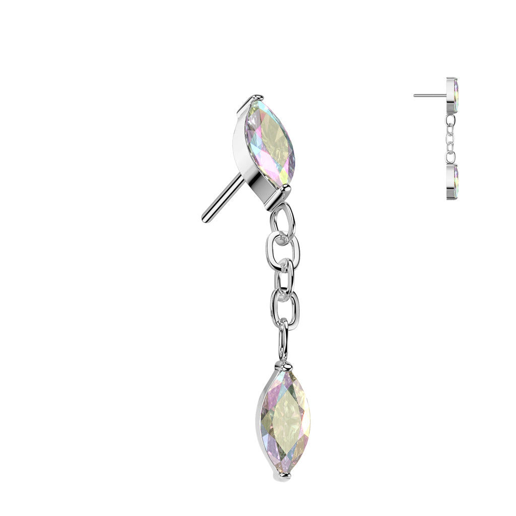 Premium G23 Titanium Double Chain Marquise Luxe Threadless Top