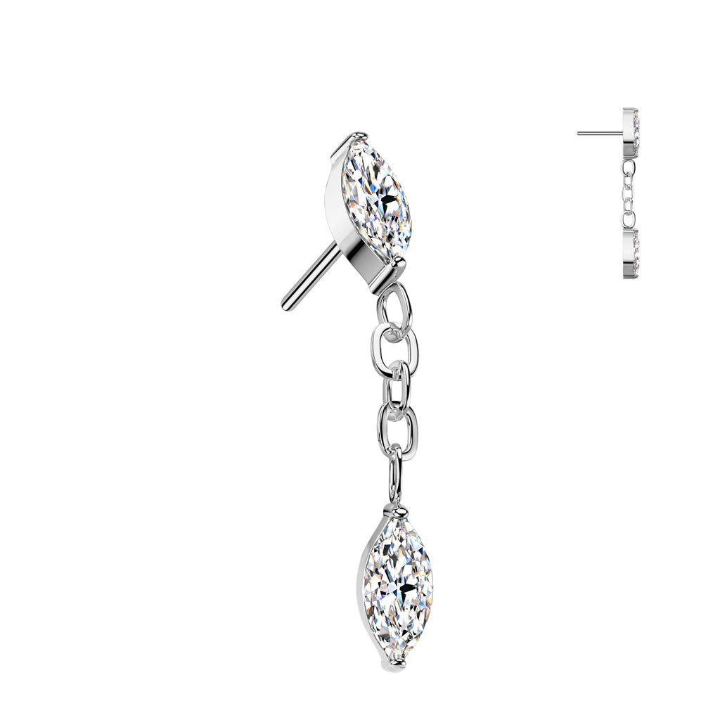 Premium G23 Titanium Double Chain Marquise Luxe Threadless Top