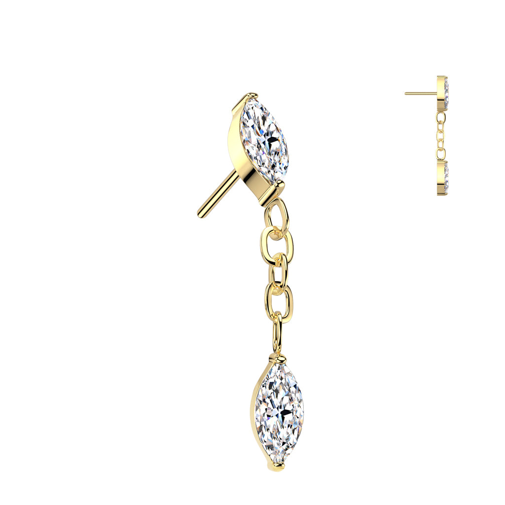 Premium G23 Titanium Double Chain Marquise Luxe Threadless Top