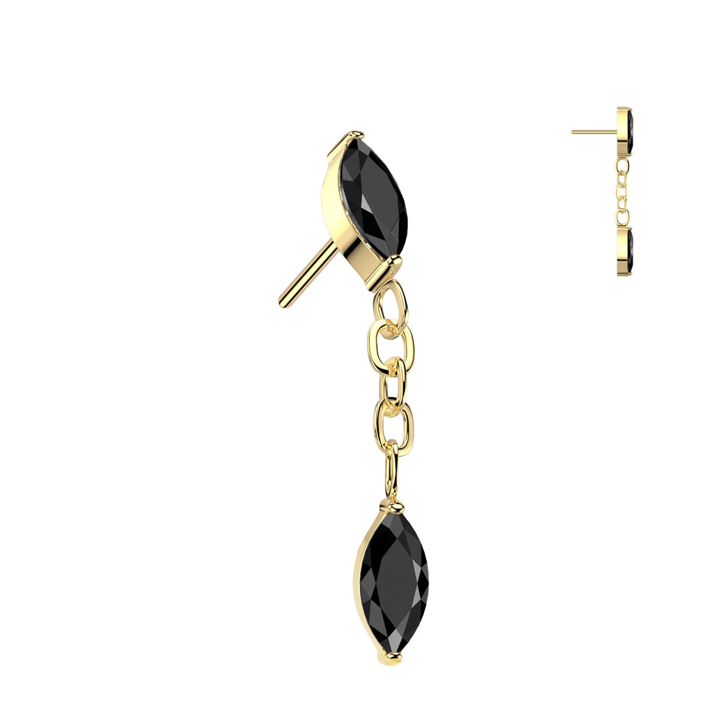 Premium G23 Titanium Double Chain Marquise Luxe Threadless Top