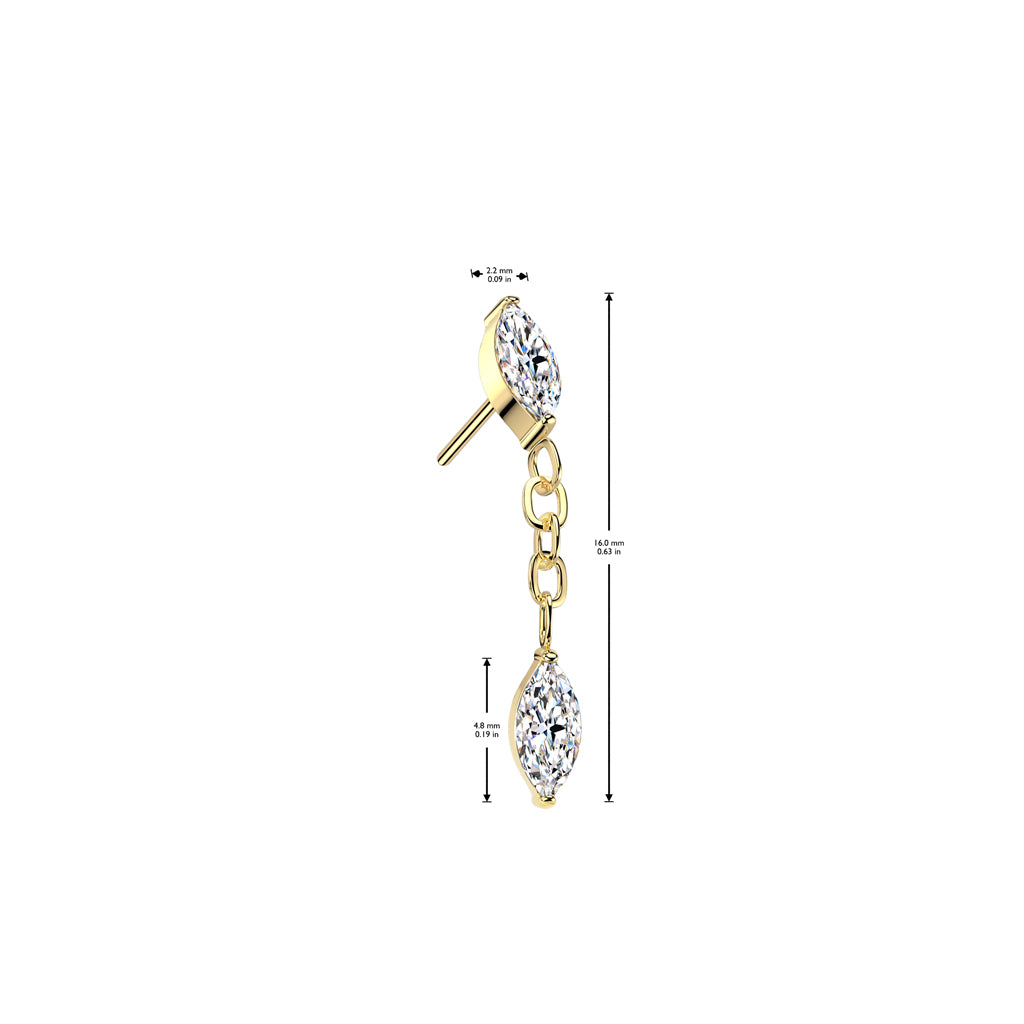 Premium G23 Titanium Double Chain Marquise Luxe Threadless Top