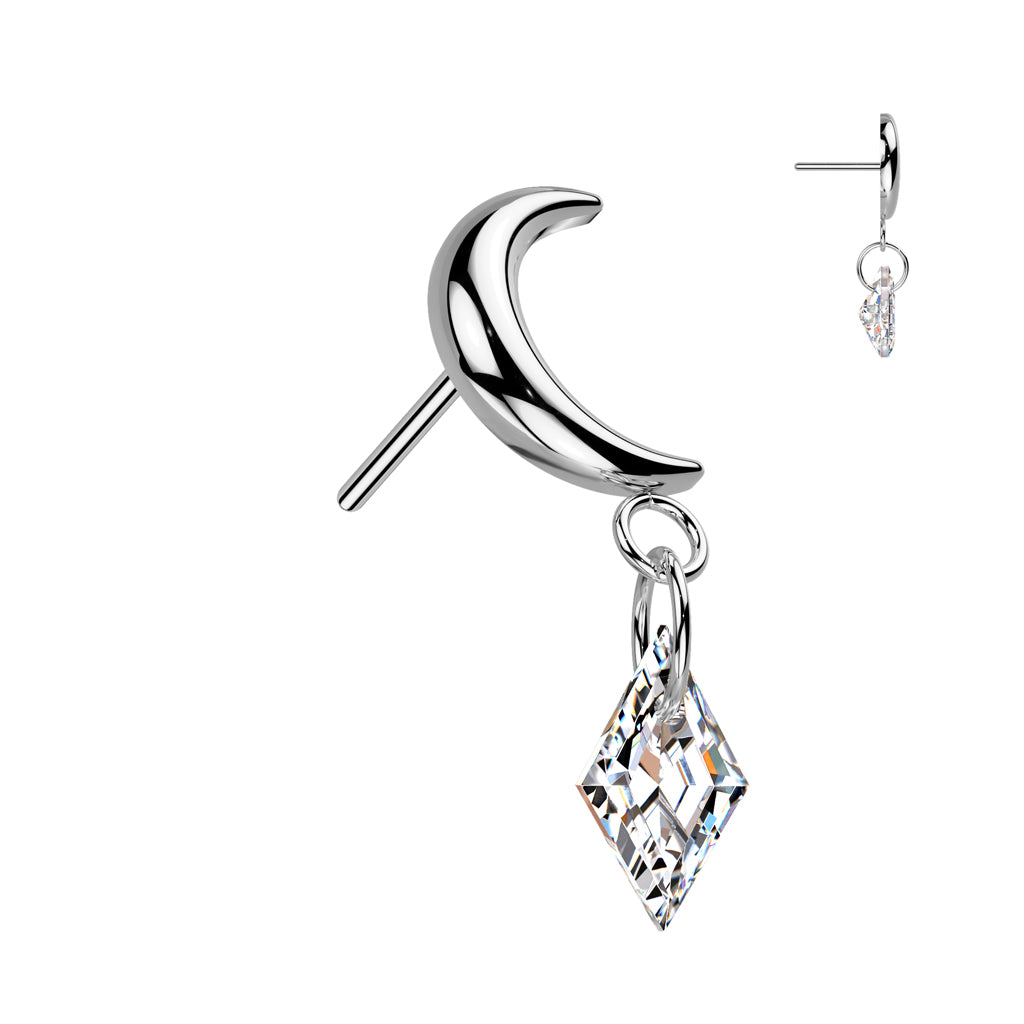 PREMIUM Titanium Crystal Moon Dangle Luxe Threadless Top