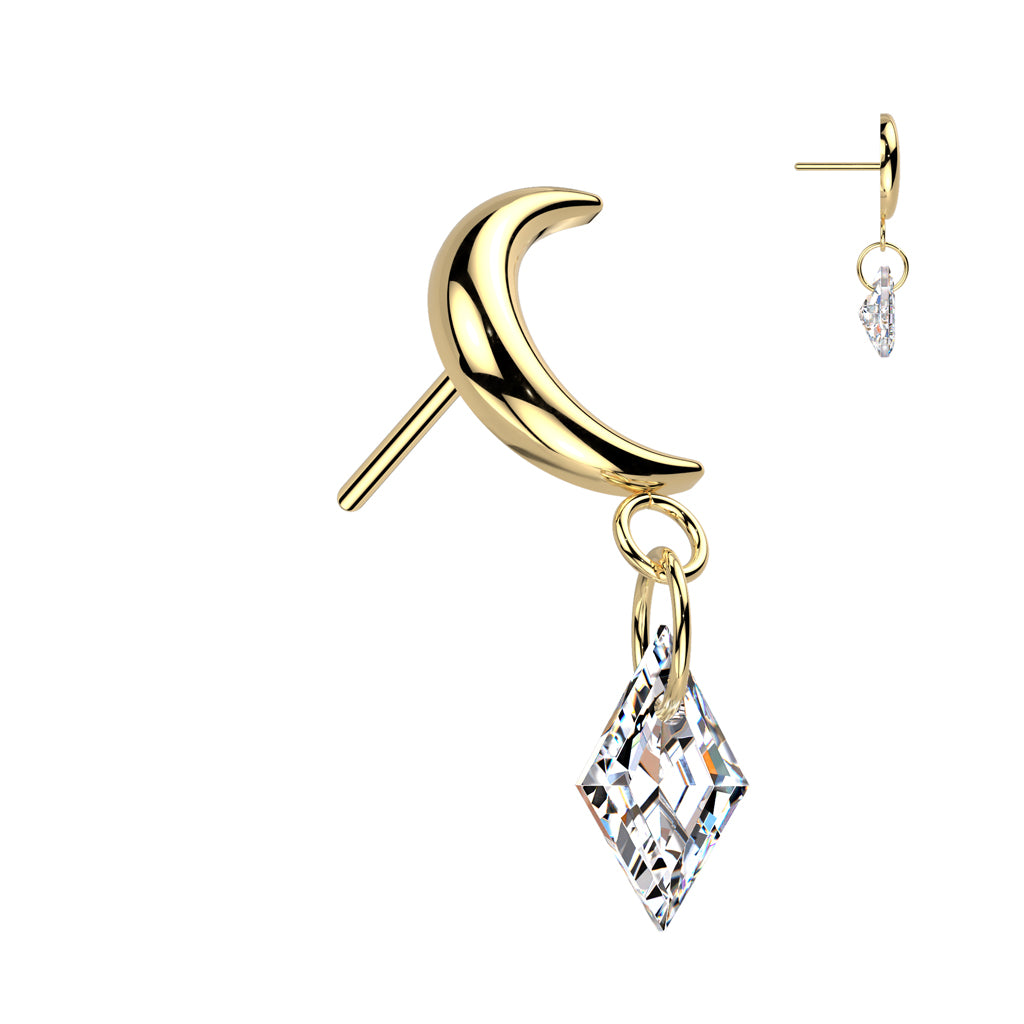 PREMIUM Titanium Crystal Moon Dangle Luxe Threadless Top
