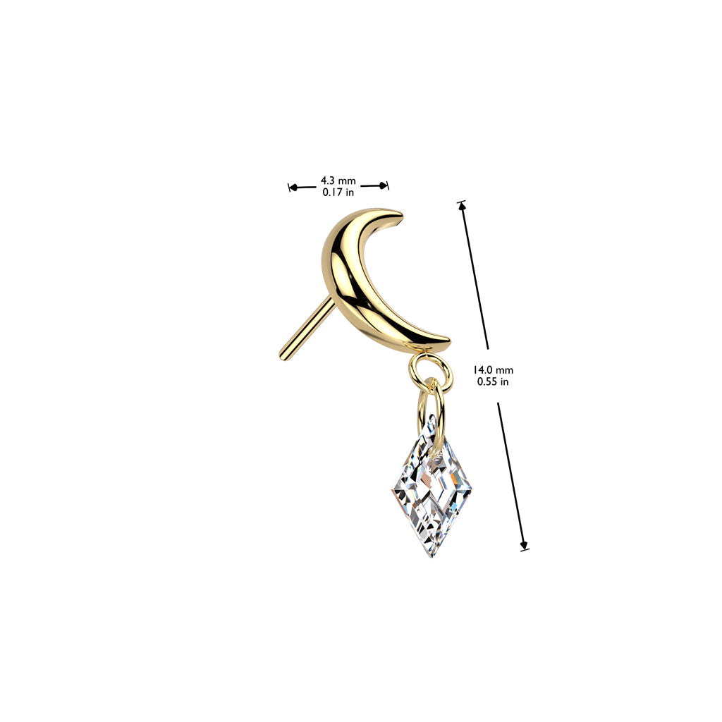 PREMIUM Titanium Crystal Moon Dangle Luxe Threadless Top