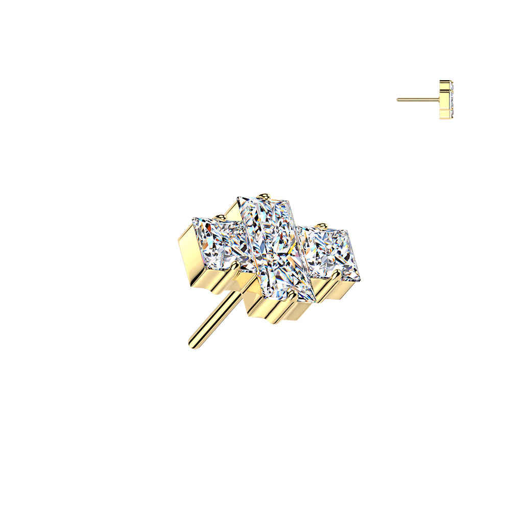 Premium G23 Titanium Claw-Set Geometric Crystal Luxe Threadless Top